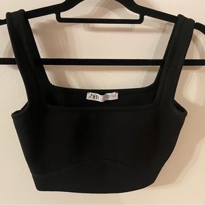 ZARA black knit crop top